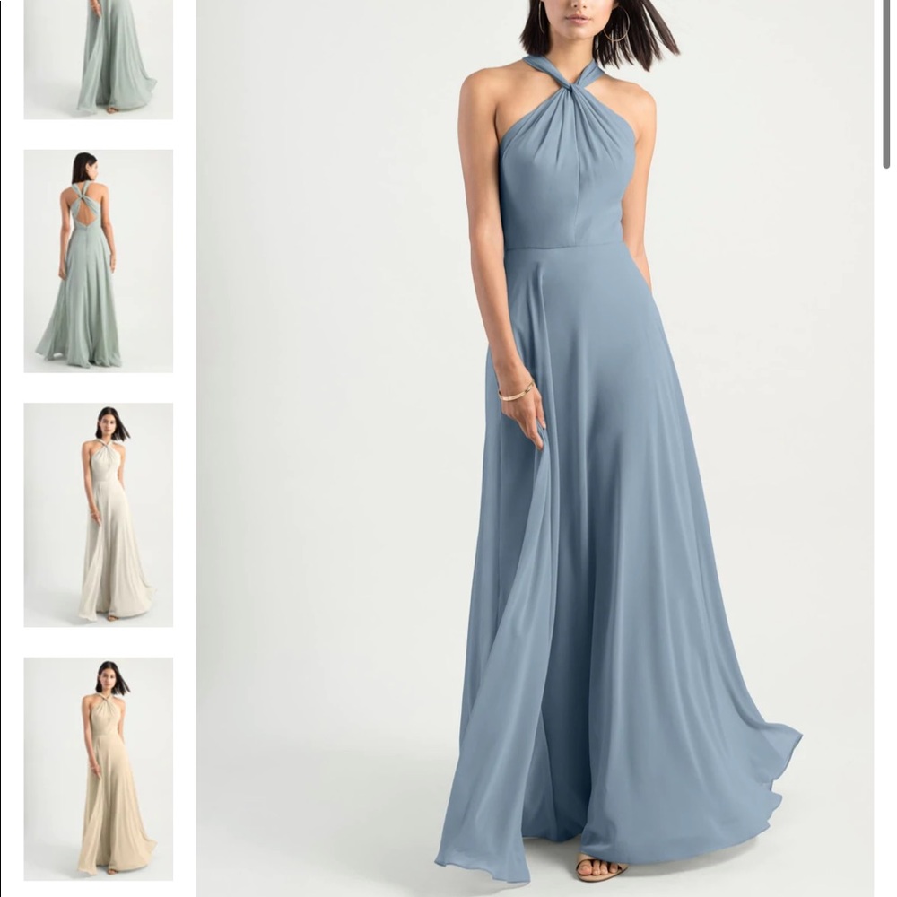 Jenny Yoo Bridesmaid Dress; Style: Halle; Fabric: Luxe Chiffon; Color: Bluebell